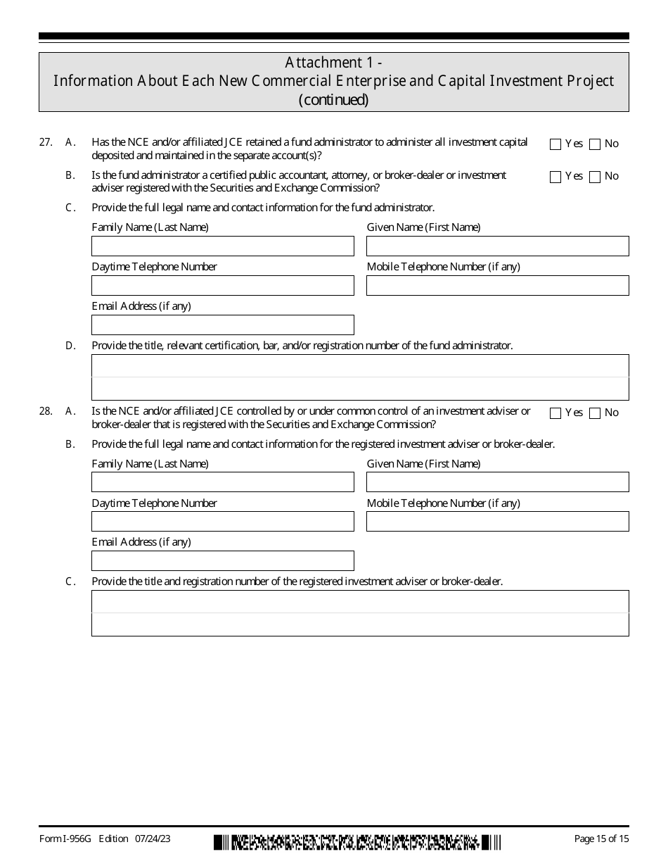 USCIS Form I-956G Regional Center Annual Statement, Page 15