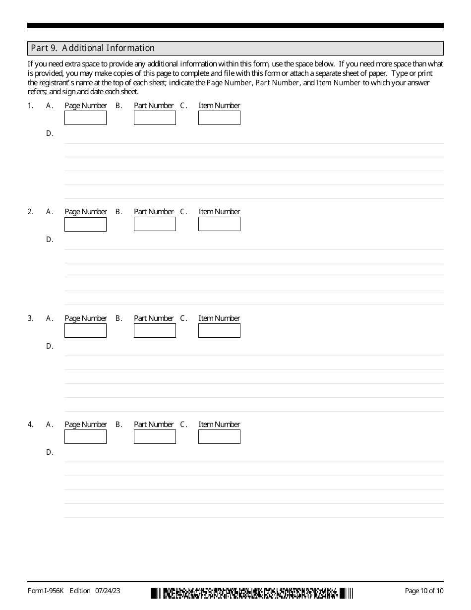 USCIS Form I-956K Registration for Direct and Third-Party Promoters, Page 10