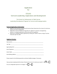 Application for Vtlead - Vermont Leadership, Exploration and Development - Vermont