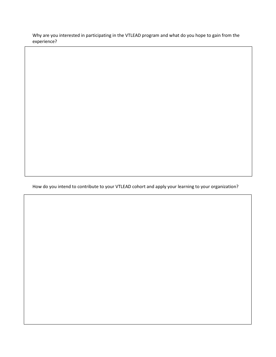 Application for Vtlead - Vermont Leadership, Exploration and Development - Vermont, Page 3