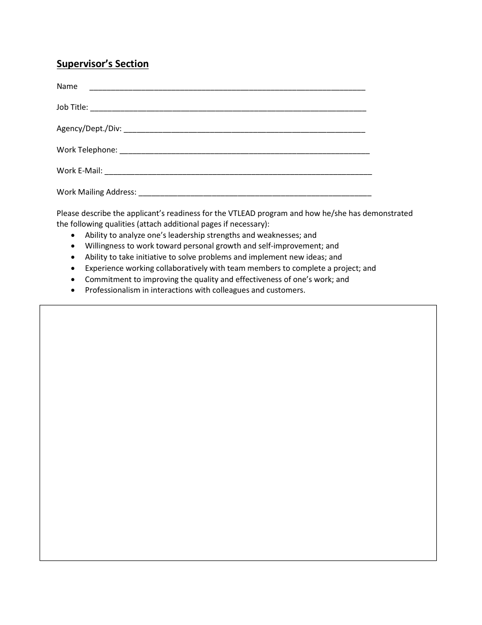 Application for Vtlead - Vermont Leadership, Exploration and Development - Vermont, Page 6