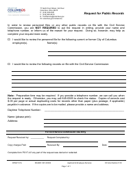Document preview: Request for Public Records - City of Columbus, Ohio