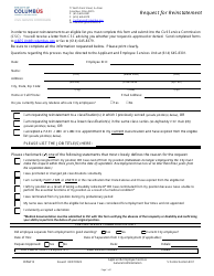 Document preview: Request for Reinstatement - City of Columbus, Ohio
