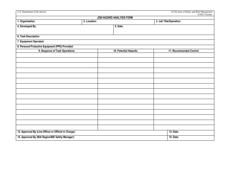 Job Hazard Analysis Form, Page 1