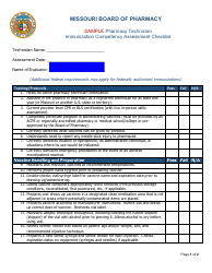 Pharmacy Technician Immunization Competency Assessment Checklist - Sample - Missouri