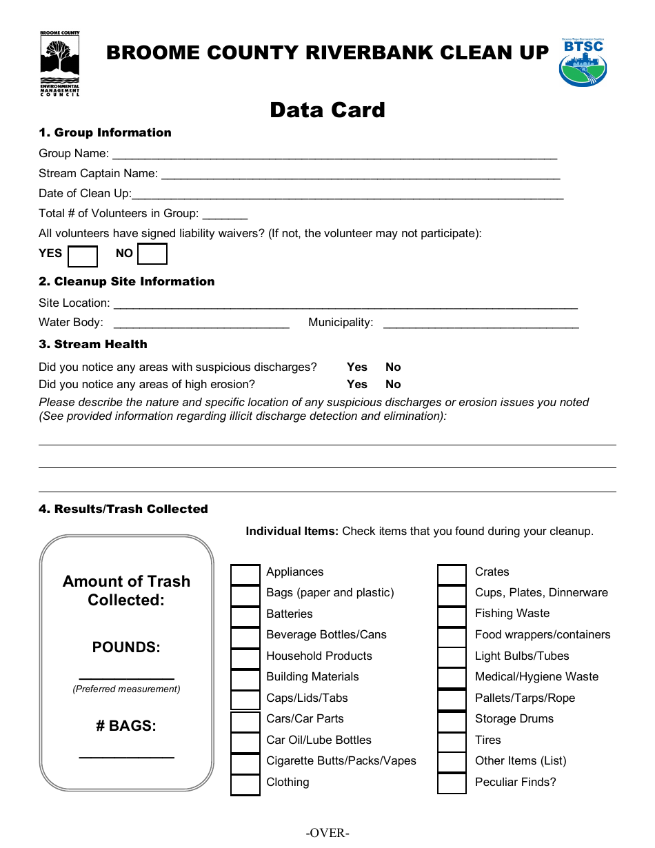 Broome County, New York Data Card Fill Out, Sign Online and Download