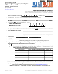 Document preview: Form A450-12BPSPON Body-Piercing Apprenticeship Sponsor Application - Virginia