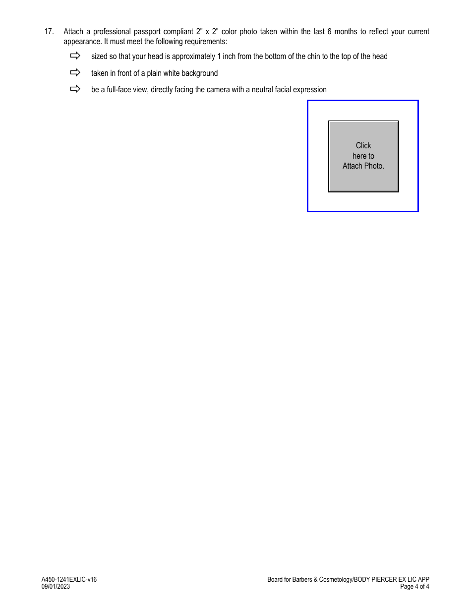 Form A450-1241EXLIC Body Piercer Examination  License Application - Virginia, Page 4
