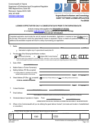 Form A450-1233LIC Guest Tattooer License Application - Virginia