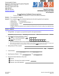 Document preview: Form A501-27EXP Experience Verification Form - Virginia