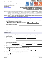 Form A416-0420REF Engineer-In-training Reference Form - Virginia