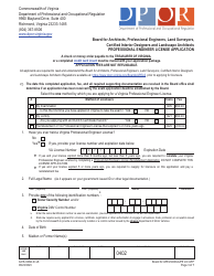 Form A416-0402LIC Professional Engineer License Application - Virginia, Page 3