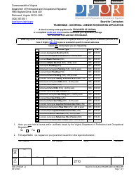 Form A501-2710ULR Tradesman - Universal License Recognition Application - Virginia