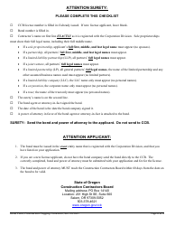 Construction Flagging Contractor Surety Bond - Oregon, Page 2