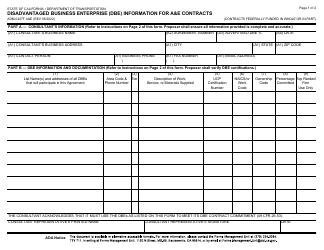 Form ADM-0227F A&amp;E Disadvantaged Business Enterprise (Dbe) Information for a&amp;e Contracts - California