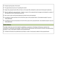 Application to Establish a Credit Union Branch - Idaho, Page 2