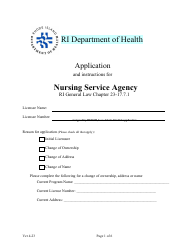 Document preview: Nursing Service Agency Application - Rhode Island