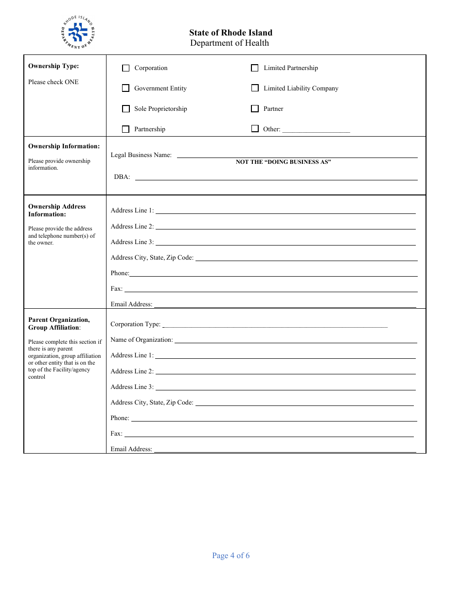 Nursing Service Agency Application - Rhode Island, Page 4