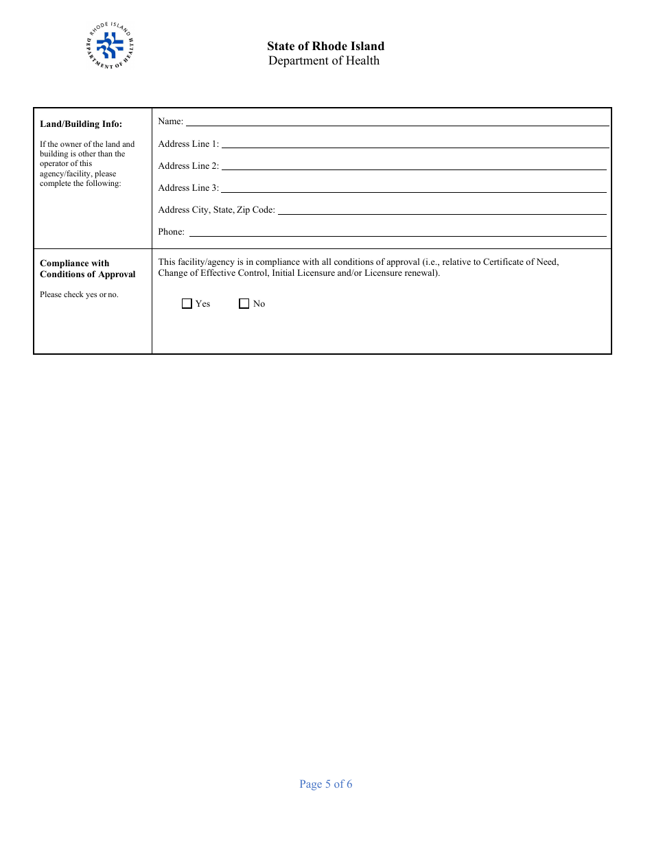 Nursing Service Agency Application - Rhode Island, Page 5