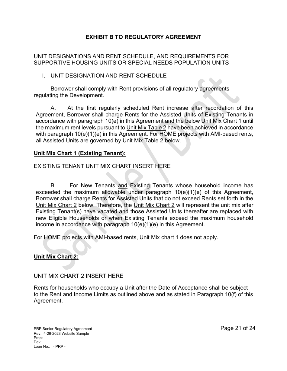 Senior Regulatory Agreement - Portfolio Reinvestment Program - Sample / Draft - California, Page 21