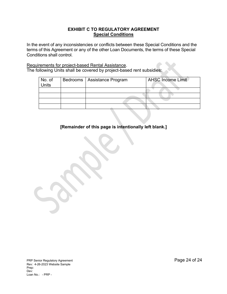 Senior Regulatory Agreement - Portfolio Reinvestment Program - Sample / Draft - California, Page 24