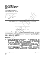 Document preview: Senior Regulatory Agreement - Portfolio Reinvestment Program - Sample/Draft - California