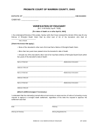 Document preview: Form 14.02 Verification of Fiduciary Wrongful Death - Warren County, Ohio