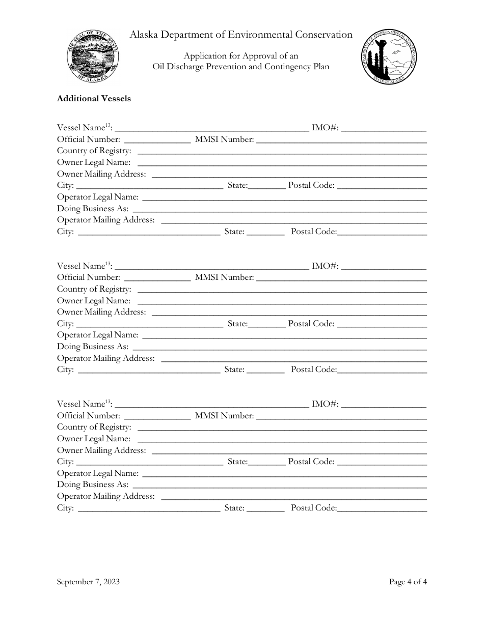 Application for Approval of an Oil Discharge Prevention and Contingency Plan - Alaska, Page 4