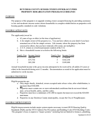 Senior Citizen Owner-Occupied Property Rehabilitation Program Application - Dutchess County, New York, Page 2