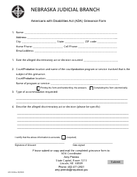 Document preview: Form AD2:18 Americans With Disabilities Act (Ada) Grievance Form - Nebraska