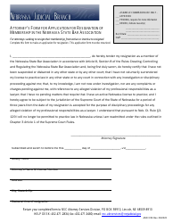 Document preview: Form ASD3:09 Attorney's Form for Application for Resignation of Membership in the Nebraska State Bar Association - Nebraska