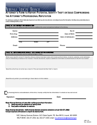 Document preview: Form ASD3:14 Attorney's Form to Report Potential Identity Theft or Issue Compromising the Attorney's Professional Reputation - Nebraska