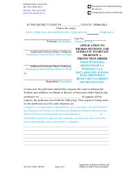 Document preview: Form DC19:41 Application to Dismiss Petition and Affidavit to Obtain or Renew a Protection Order - Nebraska (English/Spanish)