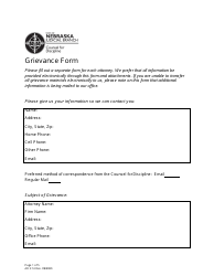 Document preview: Form AD2:14 Grievance Form - Nebraska