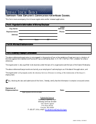 Document preview: Form ASD3:20 Temporary Form: Employer's Certification for in-House Counsel - Nebraska
