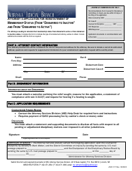 Document preview: Form ASD3:17 Attorney's Application for Reinstatement of Membership Status (From "disbarred to Inactive" and From "disbarred to Active") - Nebraska