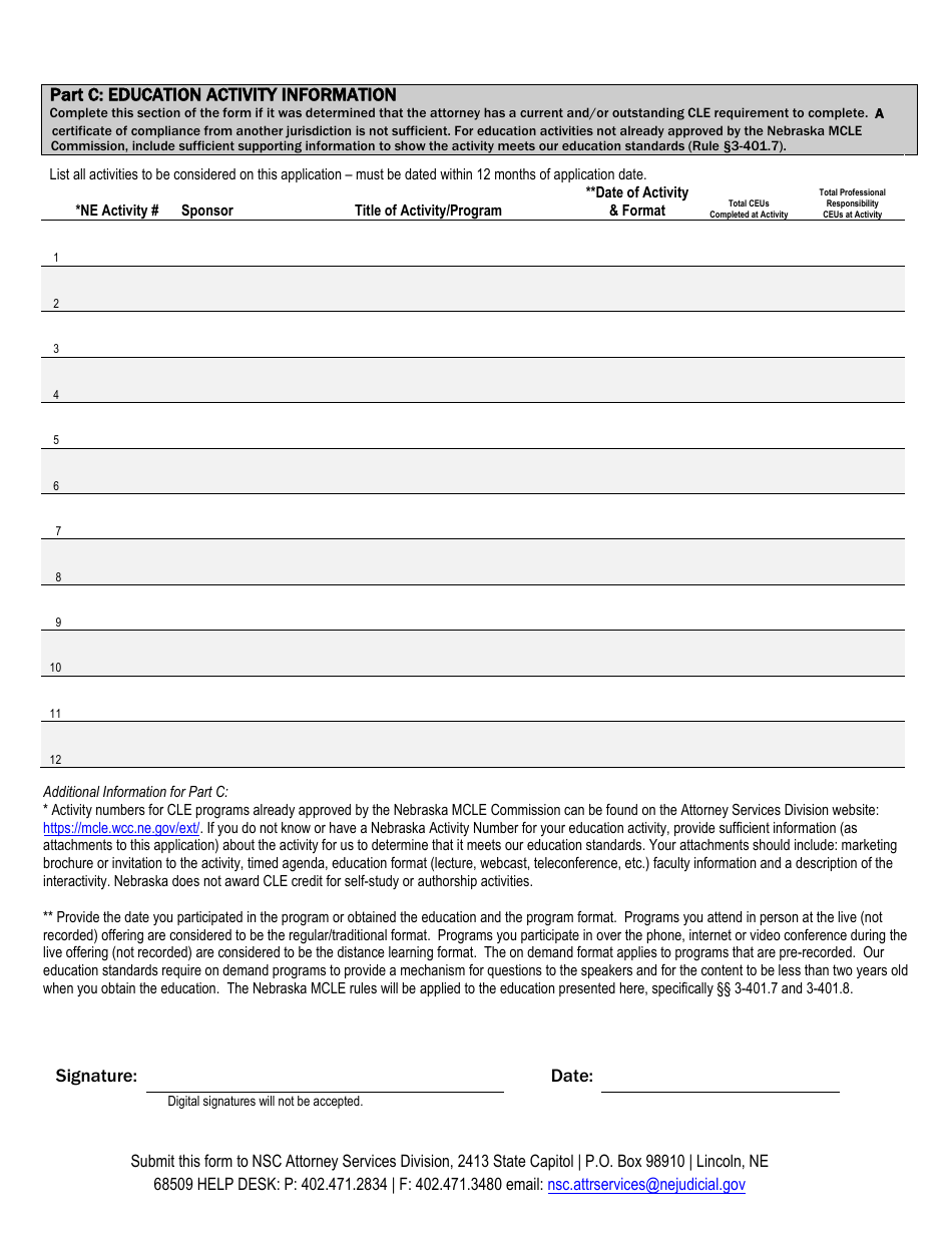 Form ASD3:04 Attorneys Form to Request a Reinstatement of Membership Status (From suspended to Inactive and From suspended to Active) - Nebraska, Page 2