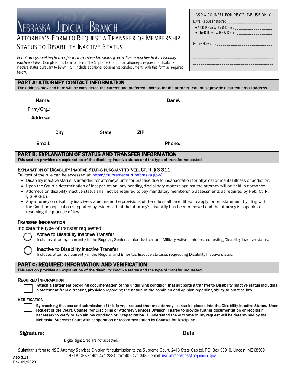 Form ASD313 Download Fillable PDF or Fill Online Attorney's Form to