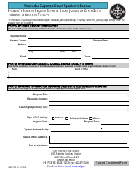 Document preview: Form ASD3:03 Sponsor's Form to Request Supreme Court Justice or Other State Judiciary Members as Faculty - Nebraska