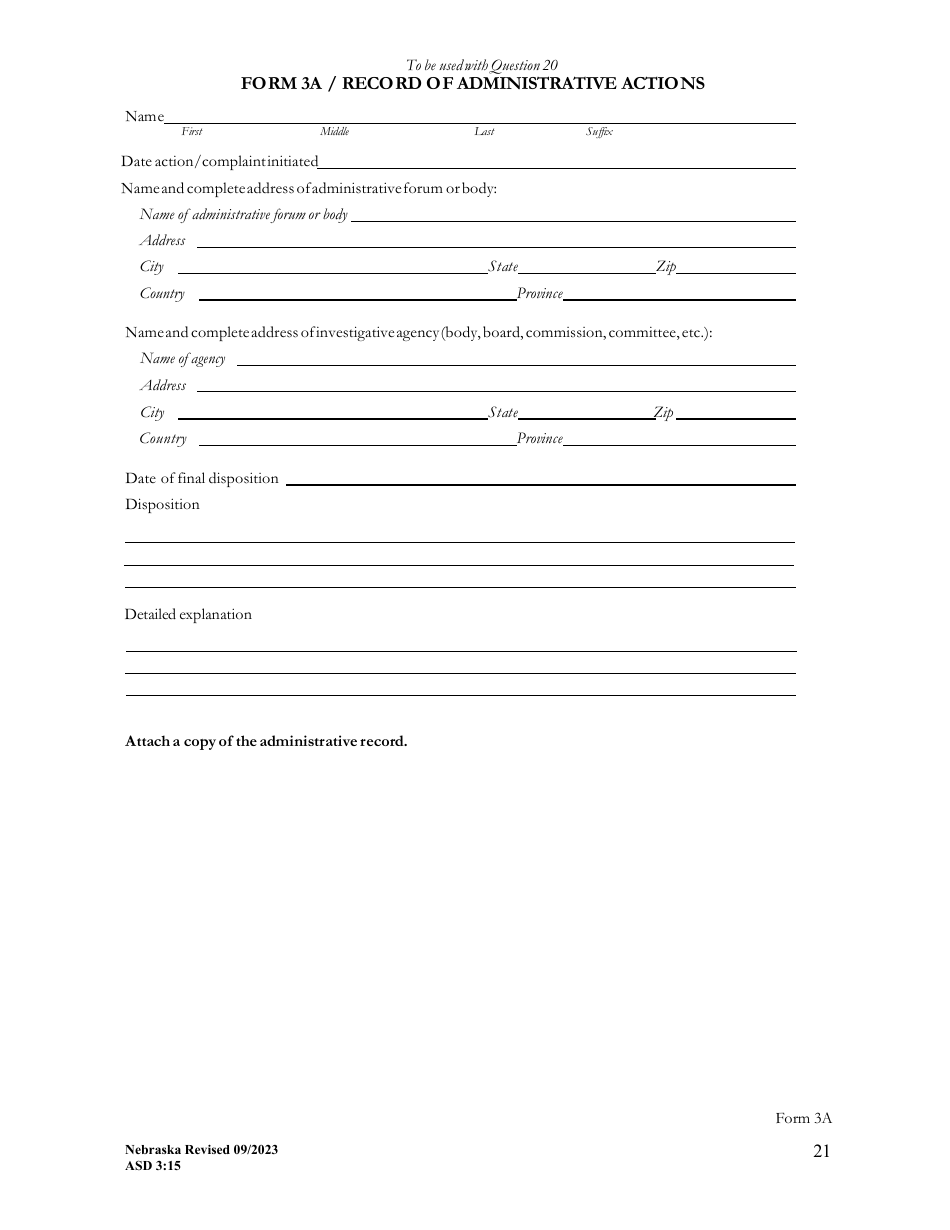 Form ASD3:15 Request for Character  Fitness Review as Required for Reinstatement or Transfer of License Status - Nebraska, Page 23