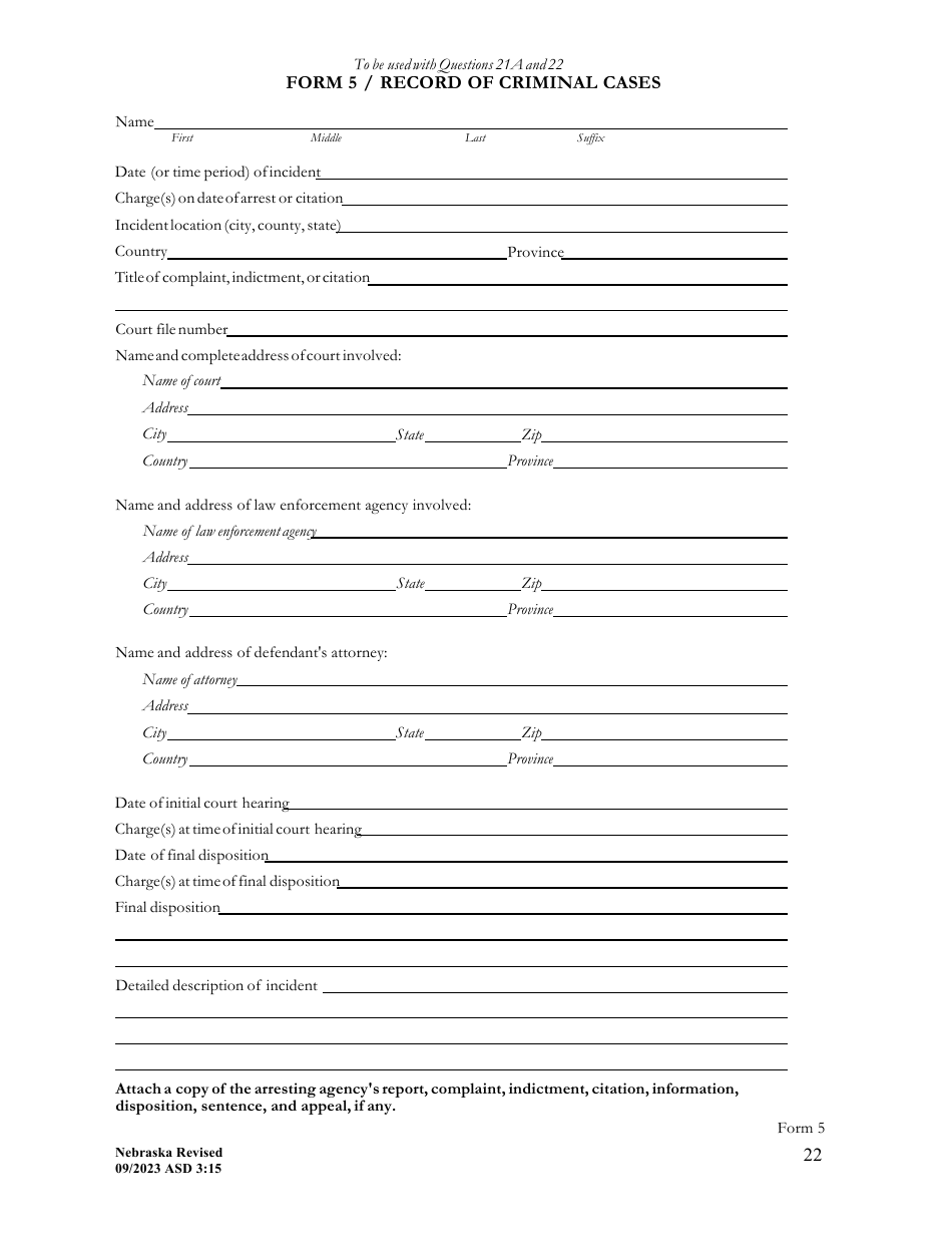 Form ASD3:15 Request for Character  Fitness Review as Required for Reinstatement or Transfer of License Status - Nebraska, Page 25