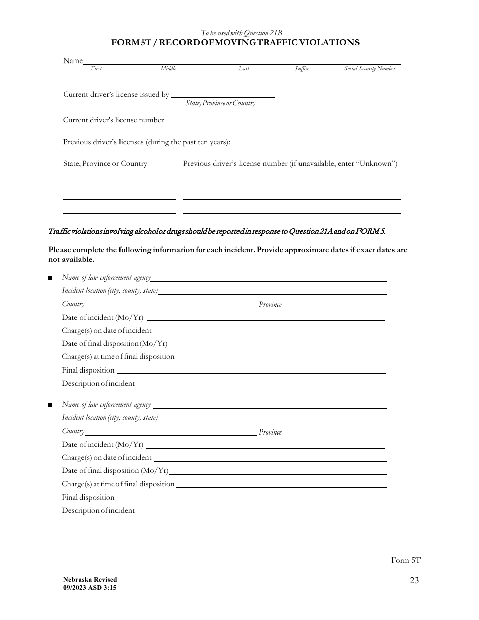 Form ASD3:15 Request for Character  Fitness Review as Required for Reinstatement or Transfer of License Status - Nebraska, Page 26