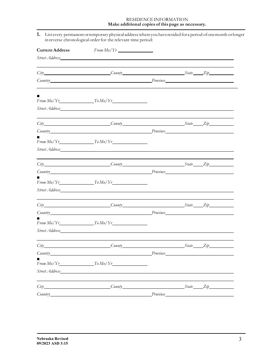 Form ASD3:15 Request for Character  Fitness Review as Required for Reinstatement or Transfer of License Status - Nebraska, Page 3