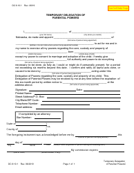 Document preview: Form DC6:10.1 Temporary Delegation of Parental Powers - Nebraska