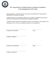 Document preview: Employee Handbook Acknowledgement of Receipt - West Virginia
