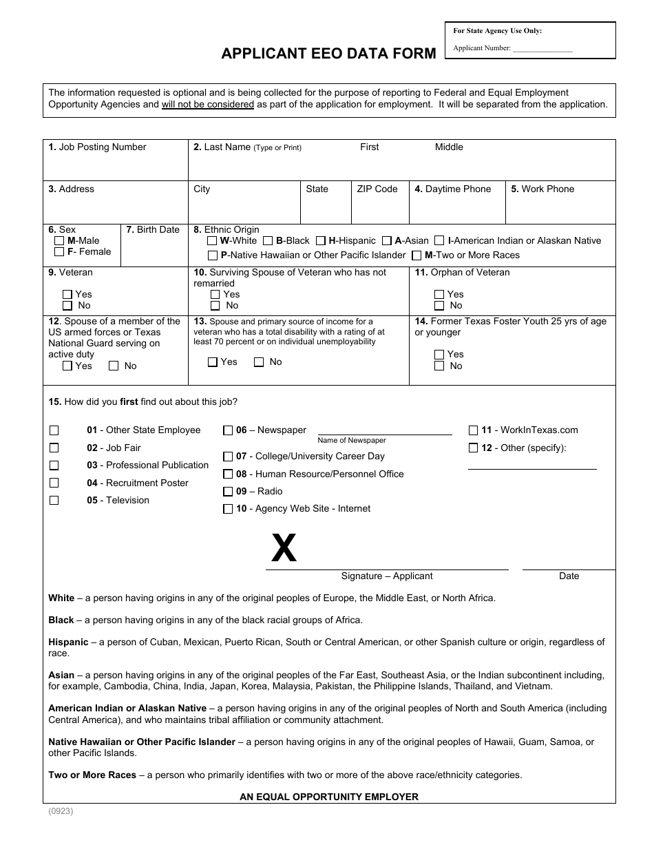 Application for Employment - Texas, Page 5
