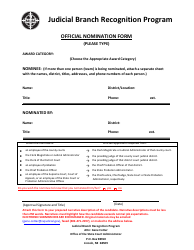 Document preview: Official Nomination Form - Judicial Branch Recognition Program - Nebraska