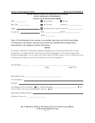 Document preview: Form CCCR0096 Notice of Investigation Order - Cook County, Illinois