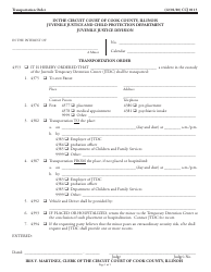 Document preview: Form CCJ0113 Transportation Order - Cook County, Illinois