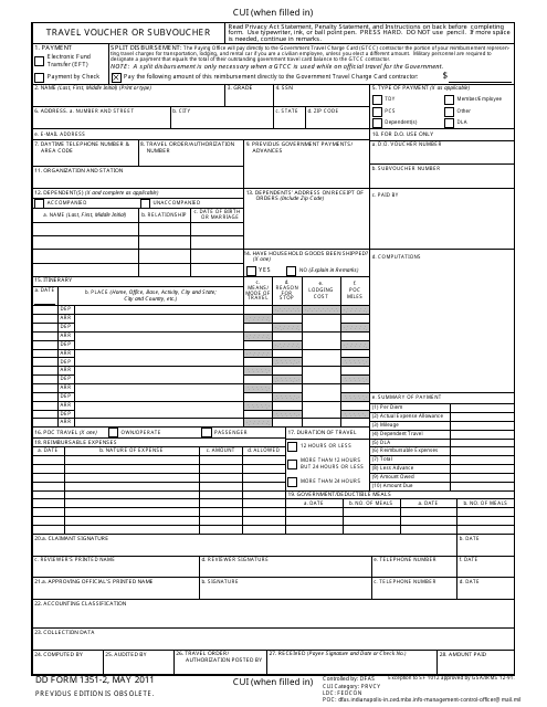 DD Form 1351-2  Printable Pdf